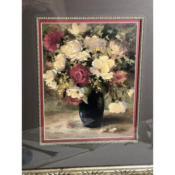 Vintage Floral Art Print by Tricia May in Gold Frame 24” x 22"
